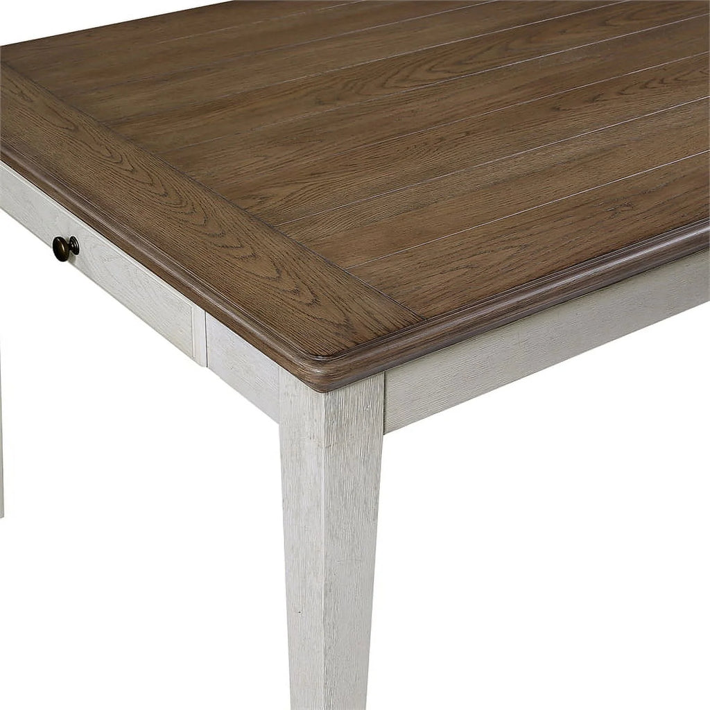 Ivory and Brown Wood Dining Table J2907