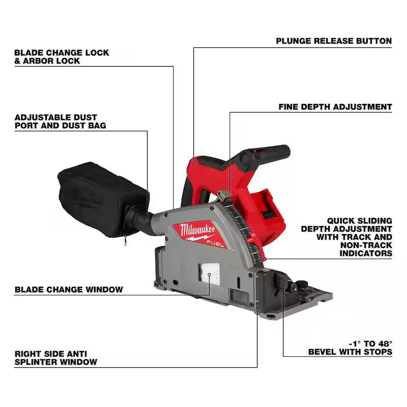 18V Cordless Brushless 6-1/2 in. Plunge Cut Track Saw with 55 in. Guide Rail U337408