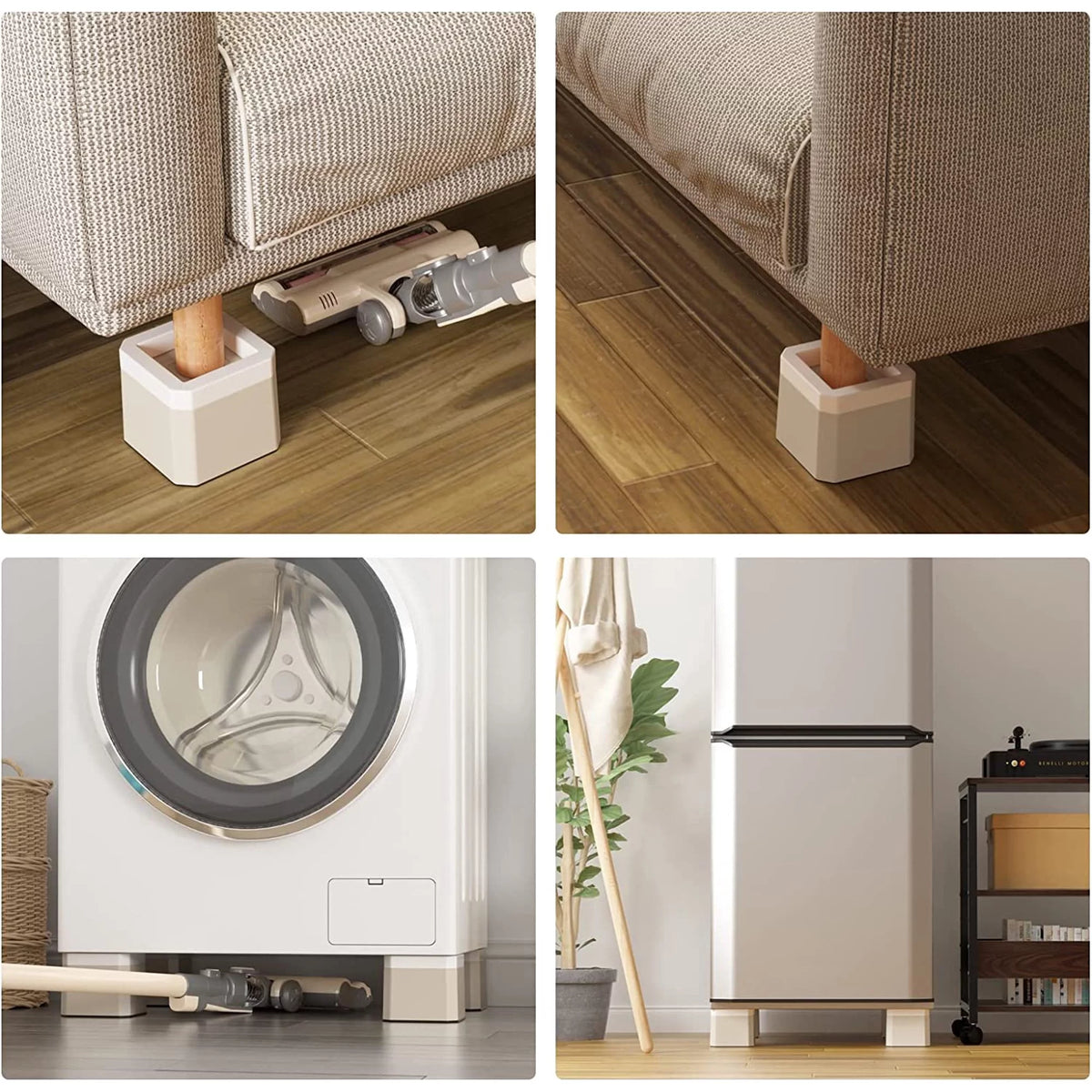 4 Inch Square Non-Slip Furniture Risers 4 Pack Beige K4525