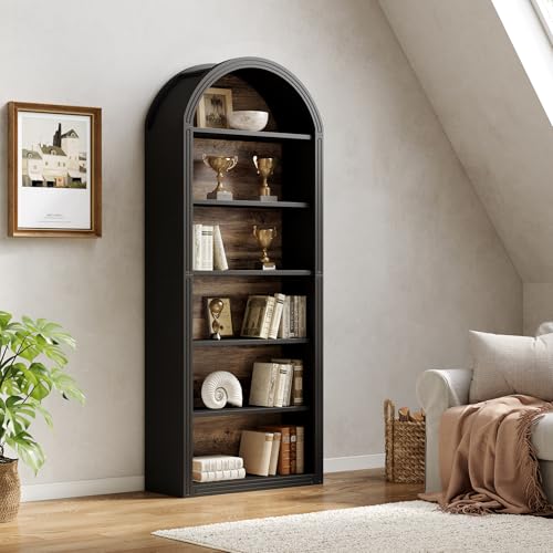 8-Tier Tall Wooden Bookcase with Arched Top F875914