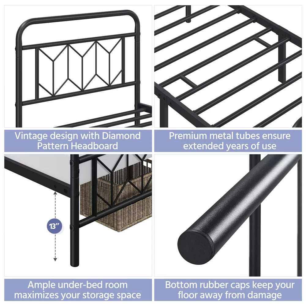 Twin Black Metal Bed Frame I633594