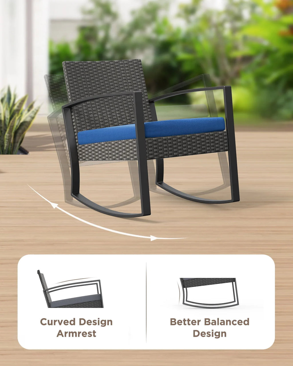 3-Piece Patio Wicker Chairs Set with Coffee Table J123