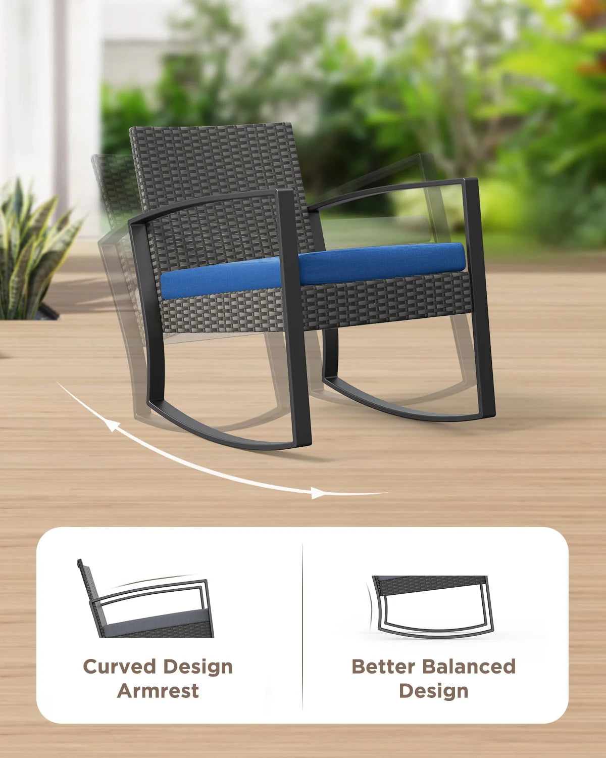 3-Piece Patio Wicker Chairs Set with Coffee Table J123