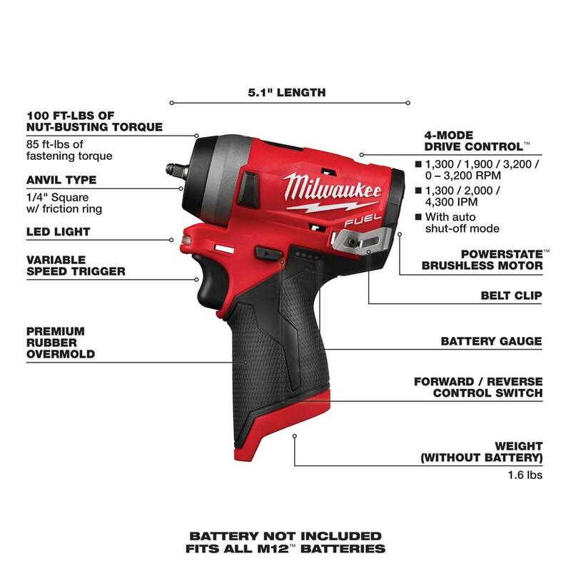 12V Lithium-Ion Brushless Cordless 1/4 in. Impact Wrench Z38556